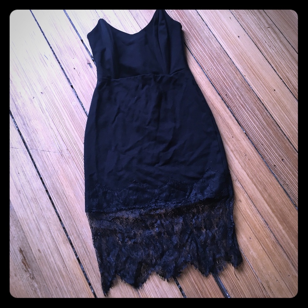 Sexy black dress with lace bottom