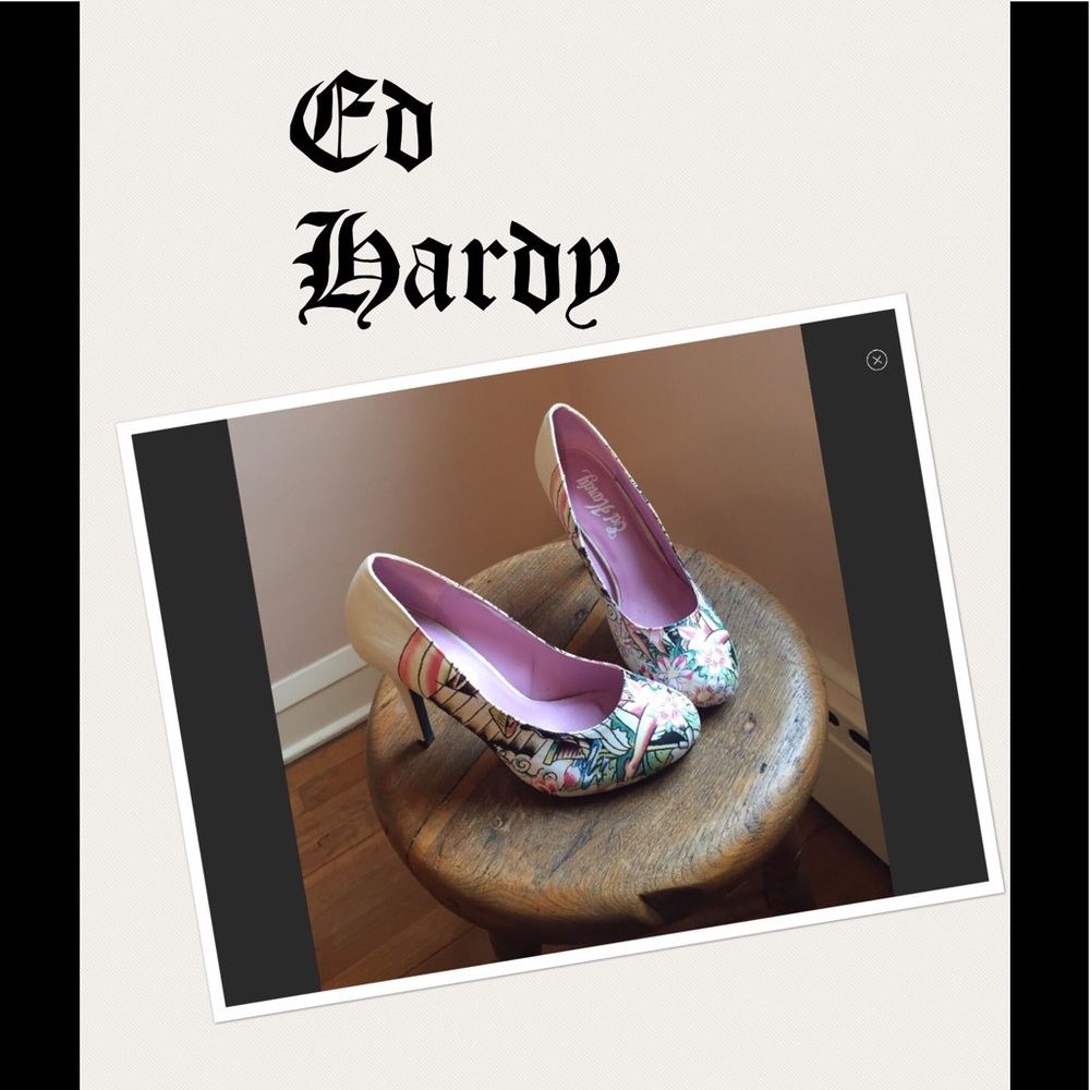 🍒Ed Hardy Platform Pumps 👠