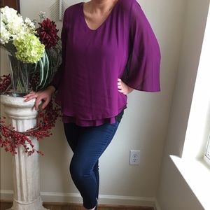 XL Jennifer Lopez wine colored blouse