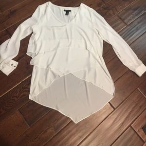Beautiful WHBM Sheer tiered blouse