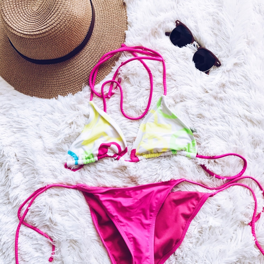Pink and Yellow Bikini Set