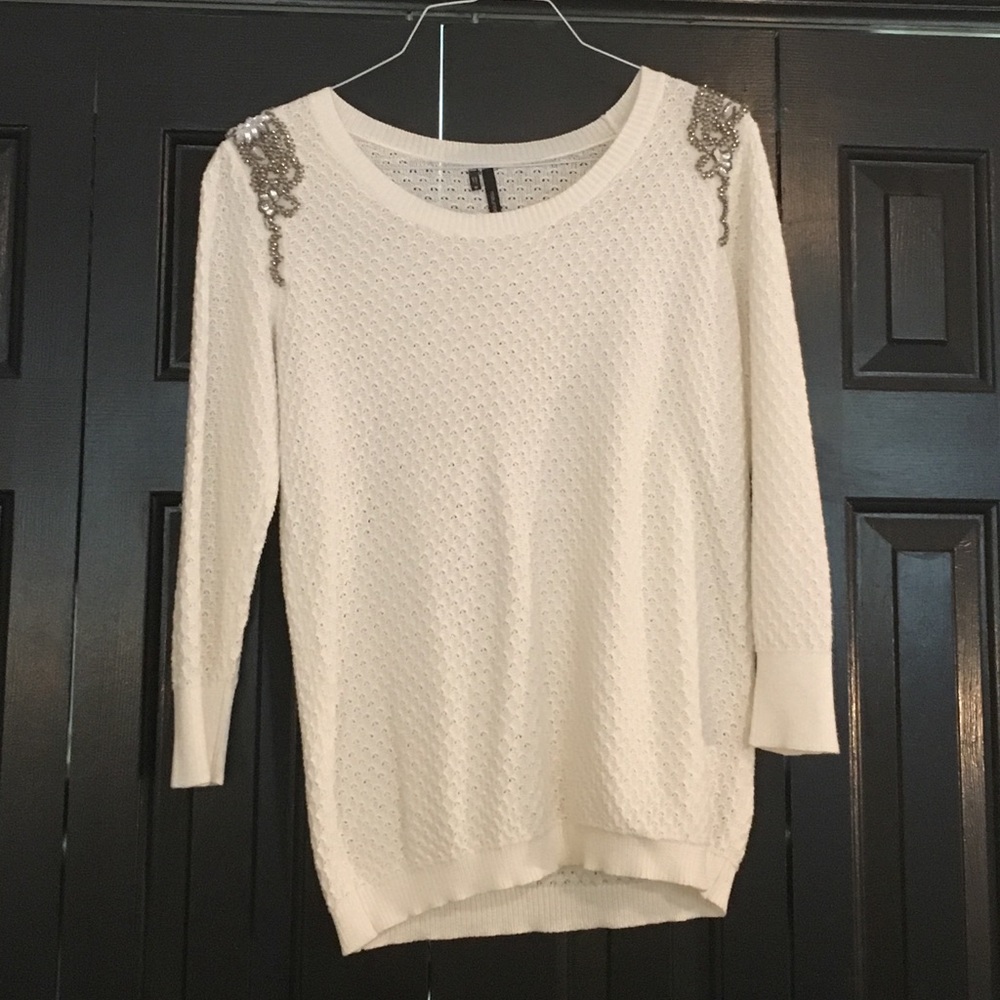 Jeweled Shoulder Sweater