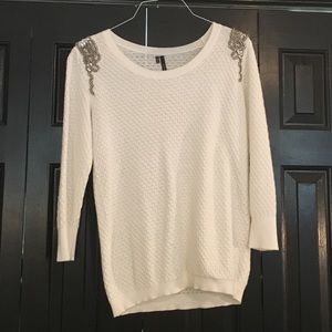 Jeweled Shoulder Sweater
