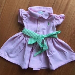 Girls light pink polo dress 6 months.