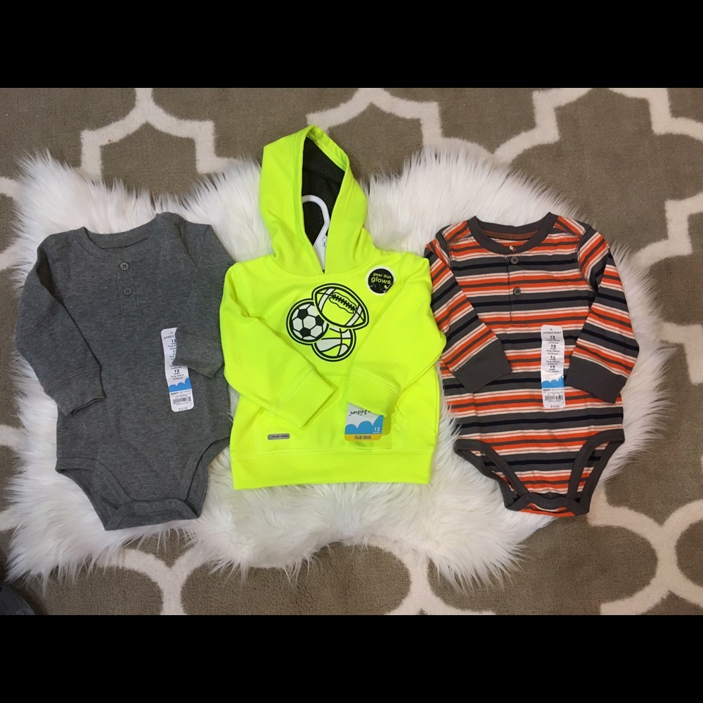 NWT 2 Onesies & Hoodie 12M