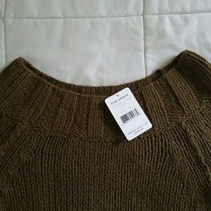 Green Free people xs knit cropped sweater