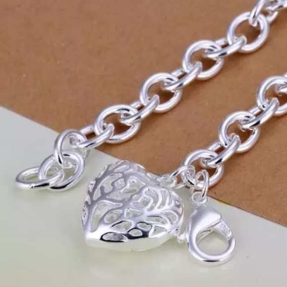 +GIFT! Silver Fashion Heart Men women Bracelet - Picture 3 of 5