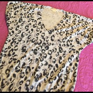 Michael Kors Grey Leopard Sweater Top