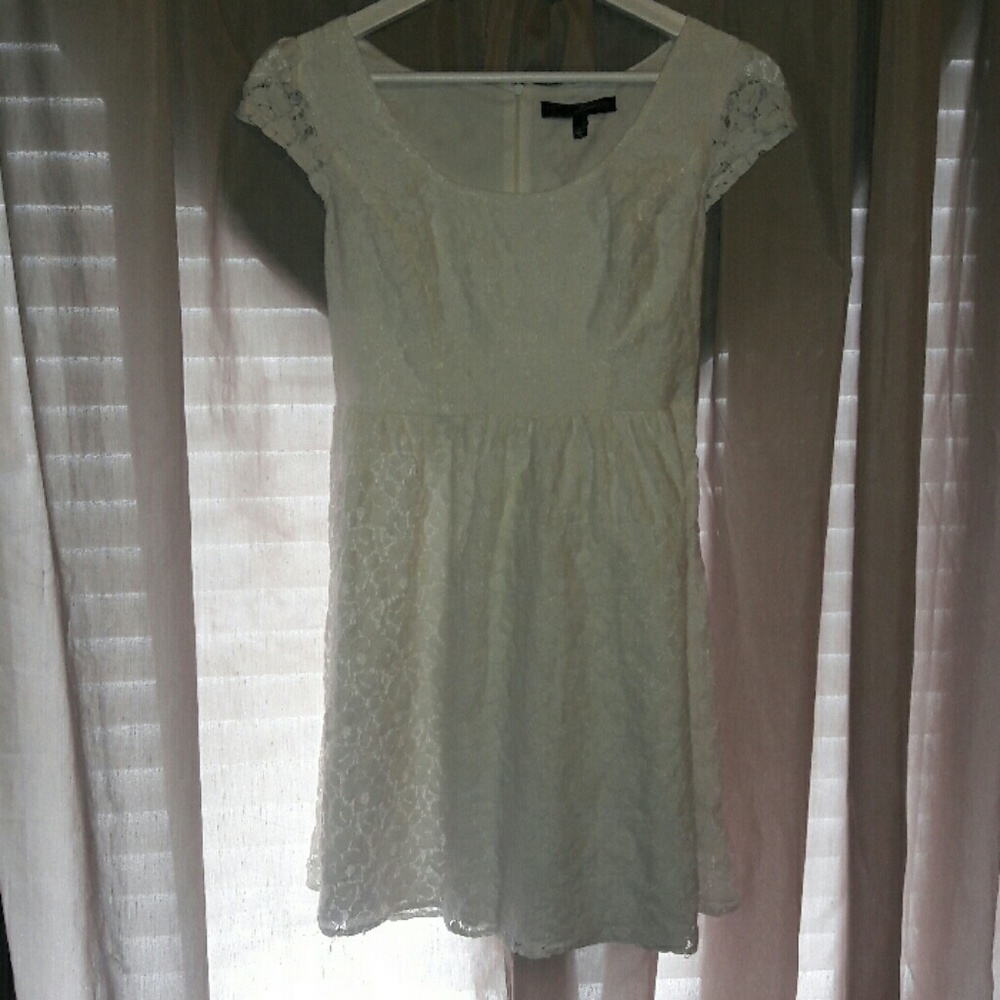 Juniors lace off white mini dress size S