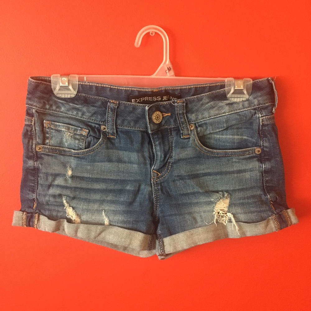 Express destroyed Denim cuffed shorts
