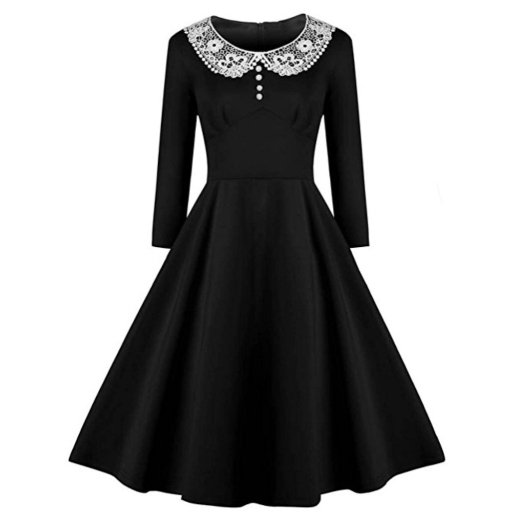 50s vintage style dress with lace Peter Pan collar