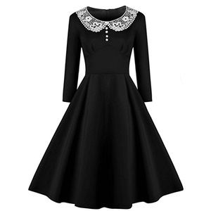 50s vintage style dress with lace Peter Pan collar