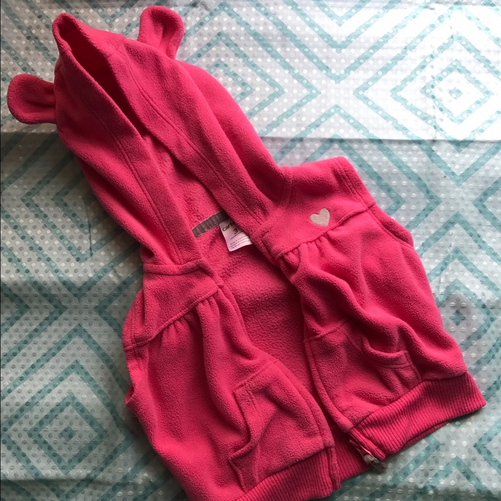 Pink fleece hooded vest💗