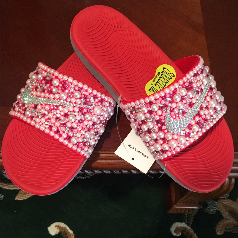Custom made Bedazzled Nike Slides