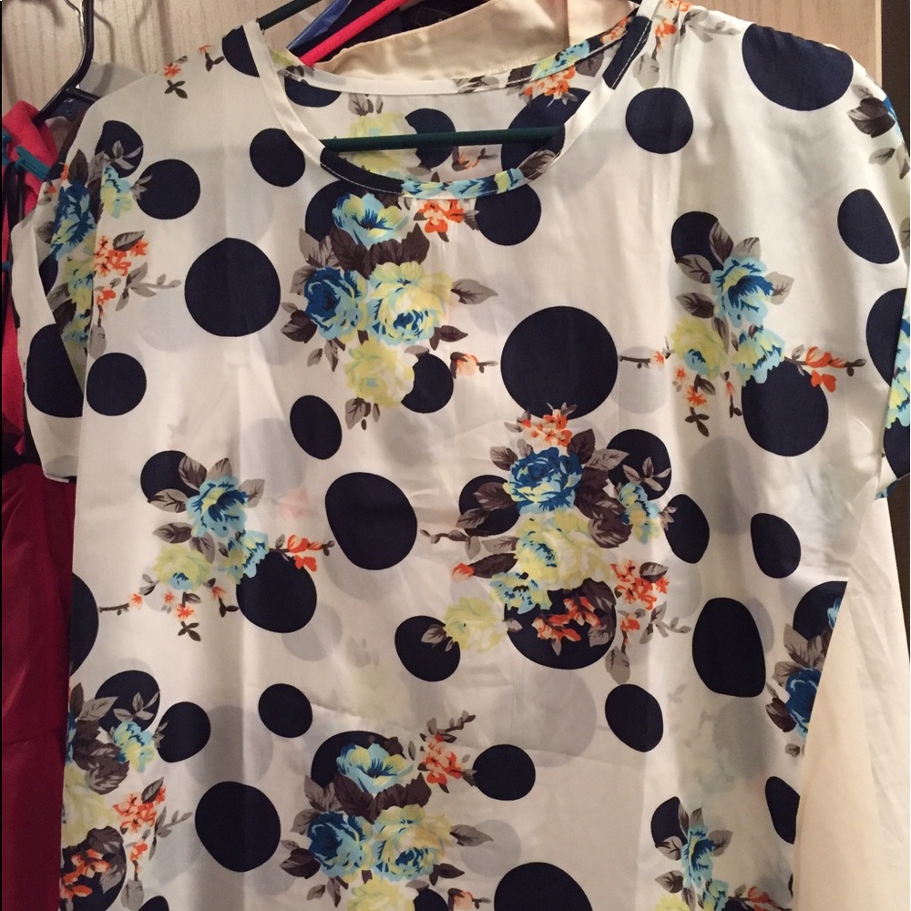 New - polka dot and floral blouse