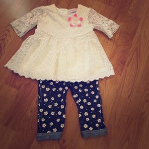 Crochet peplum top and jegging outfit