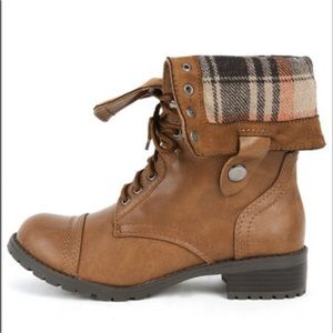 Brown Foldover Combat Boots