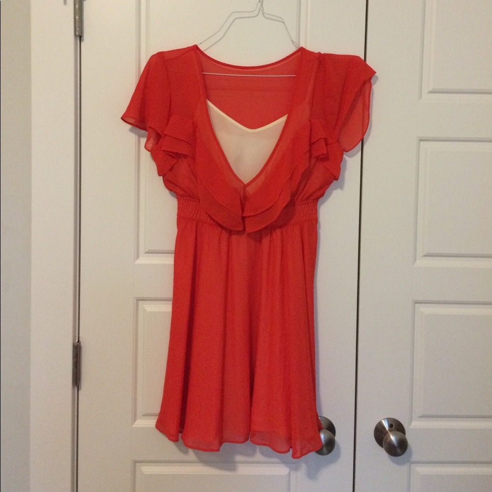 BCBGeneration orange ruffle dress
