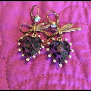 Betsey Johnson Leopard Heart Earrings