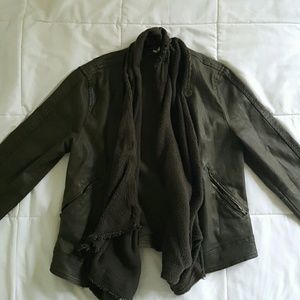 FREE PEOPLE drape front coated olive Jean jacket