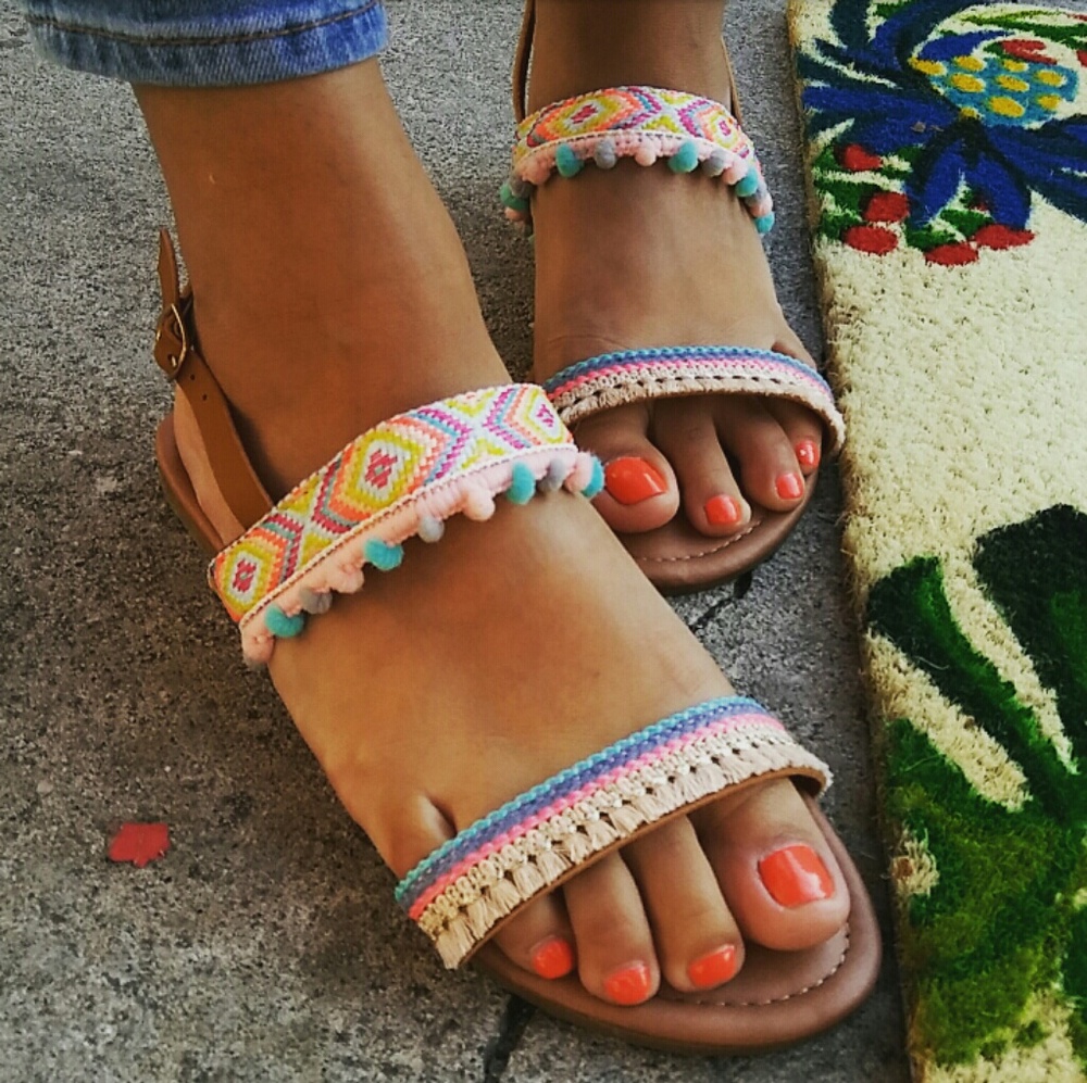 //The Jasmine// Nude Aztec print Sandal - Picture 5 of 6