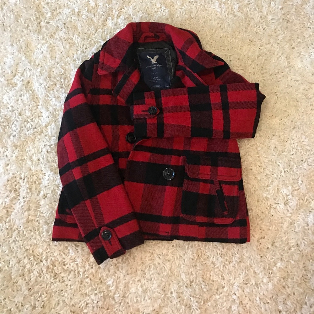 Cropped plaid peacoat