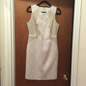 Calvin Klein Latte/Ivory Tab Waist Shift Sz 10 New