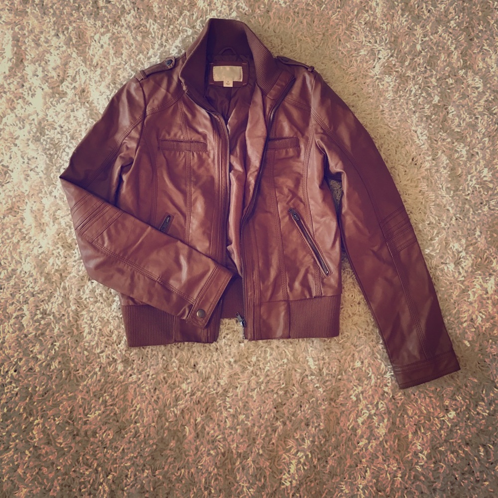 Caramel colored bomber jacket