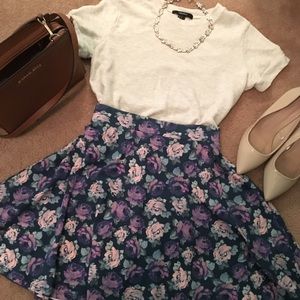 Floral skater skirt and heather white crop top