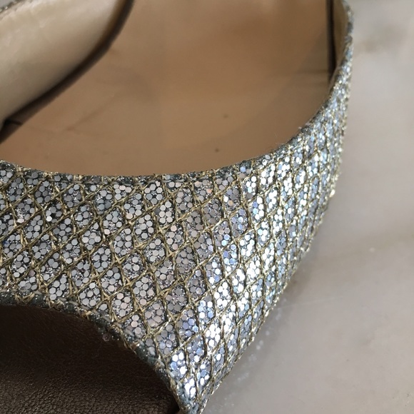 Jimmy Choo Glitter Peep Toe Pumps - Picture 4 of 6