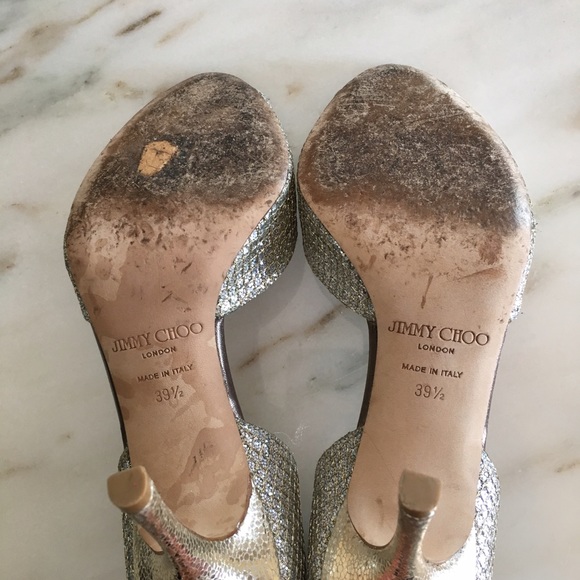 Jimmy Choo Glitter Peep Toe Pumps - Picture 5 of 6