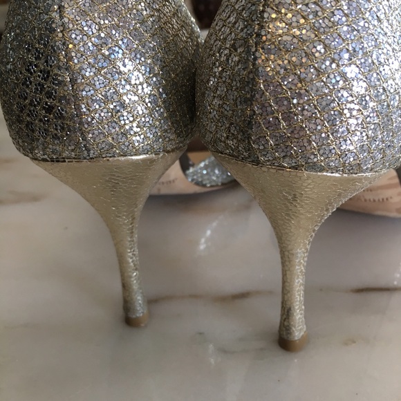 Jimmy Choo Glitter Peep Toe Pumps - Picture 6 of 6