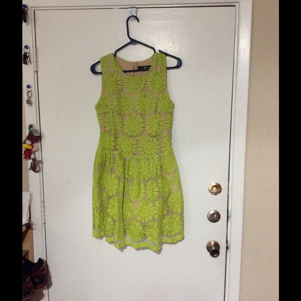 Woman dress in lemon yellow color.