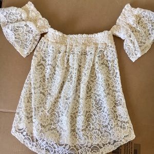 Off shoulder cream lace top