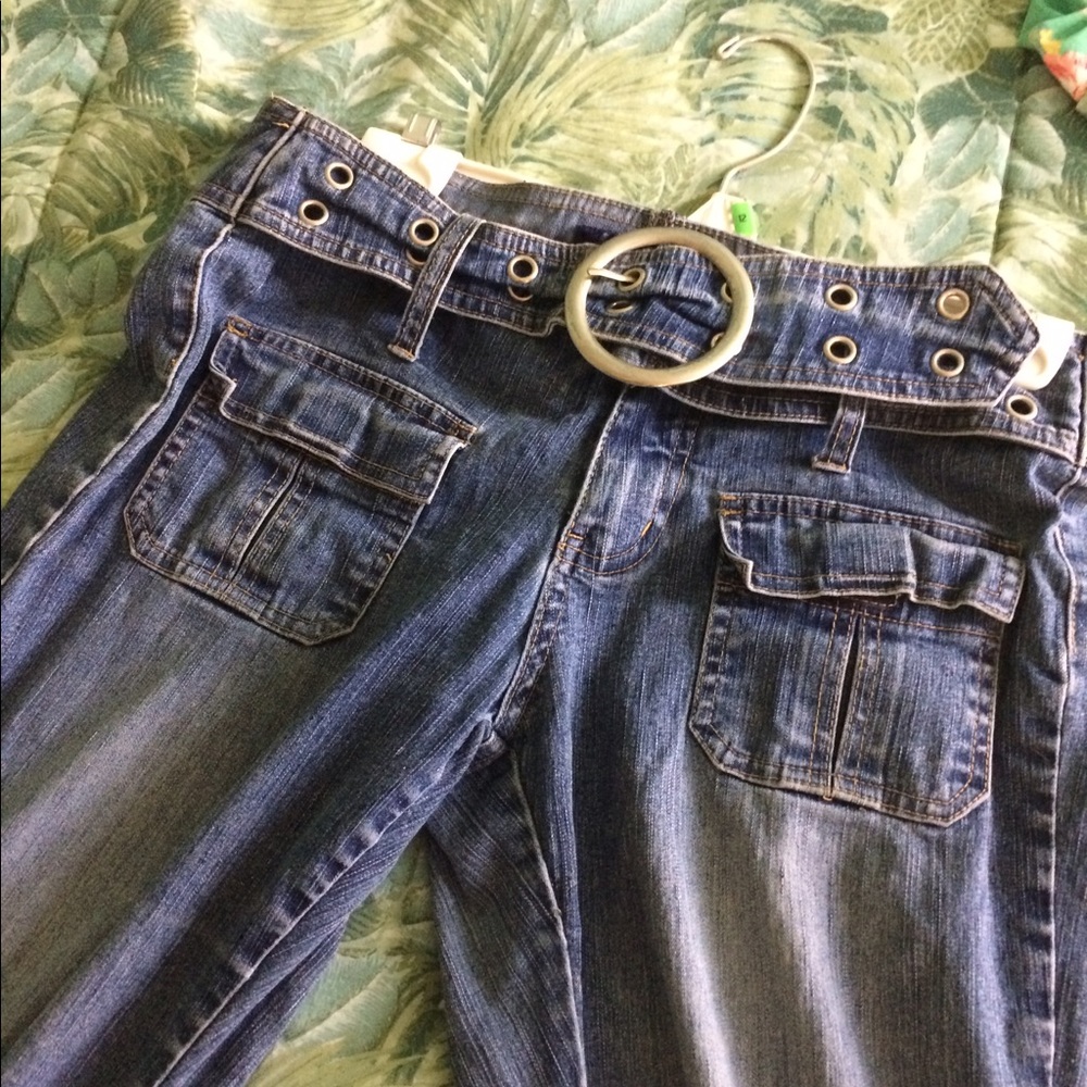 Buckle flare denim