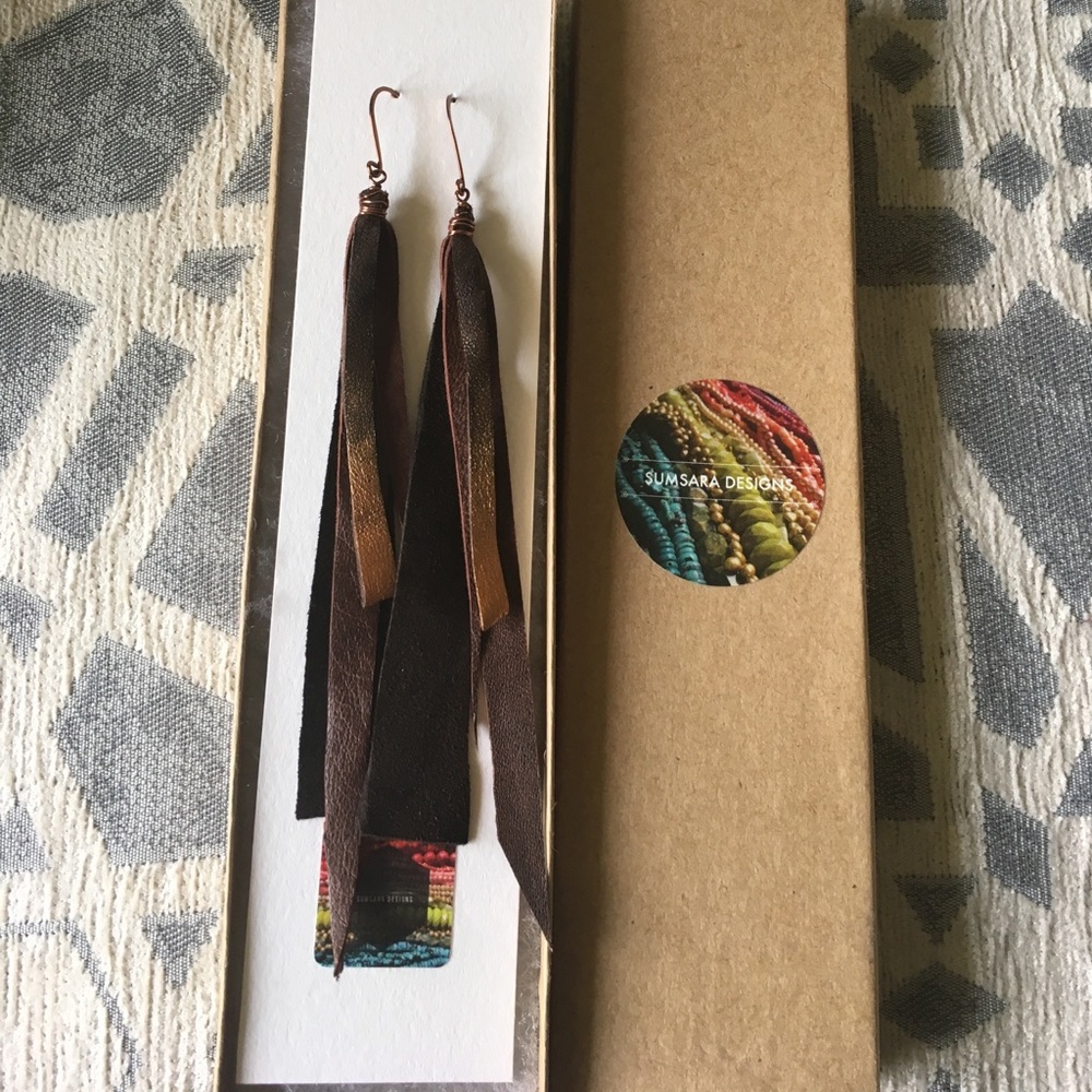 Handmade Leather Fringe Earrings
