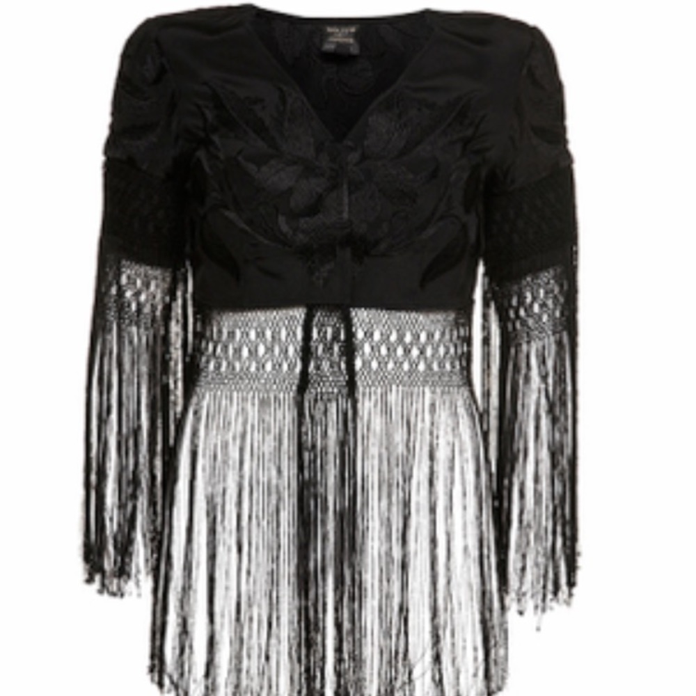 Kate Moss for Topshop embroidered fringe jacket