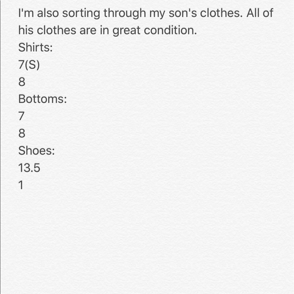 My son's clothing