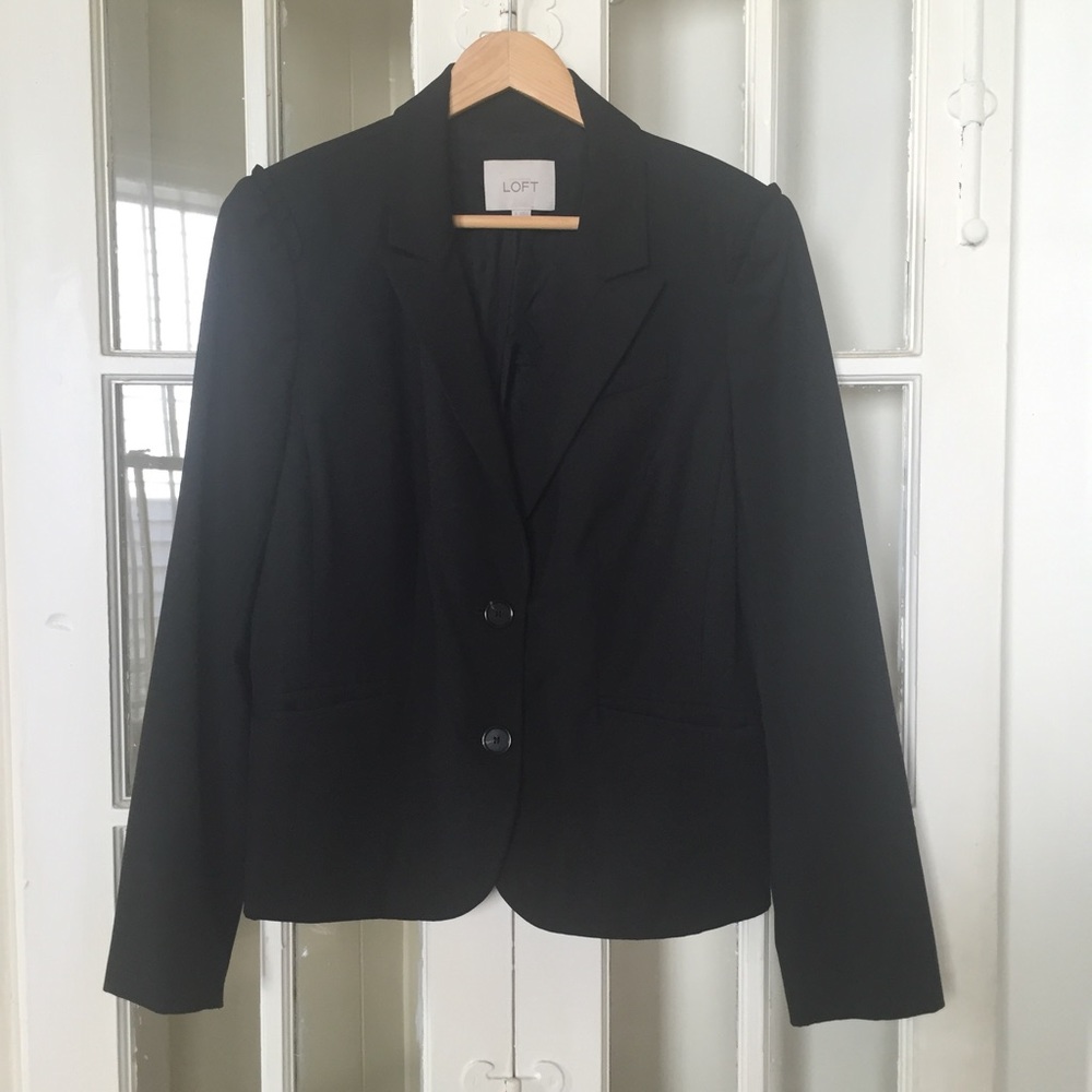Black LOFT Ruffled Blazer