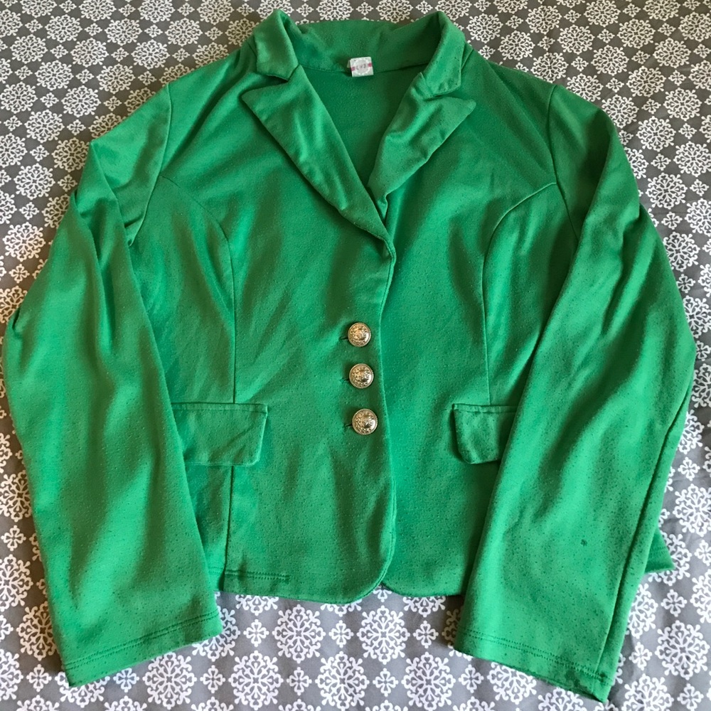 Green Blazer with Silver Buttons