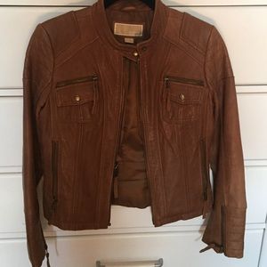 Michael Kors light brown leather jacket
