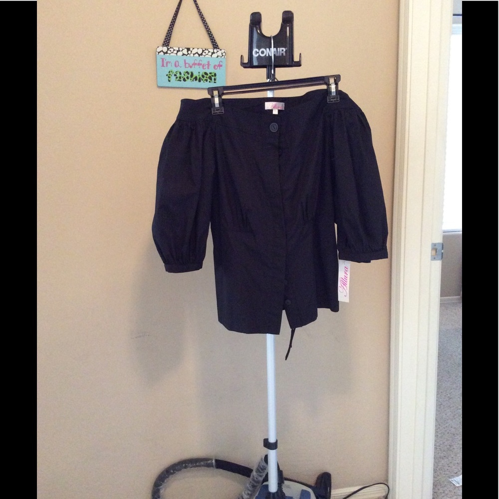 Black blouse. Lace up back