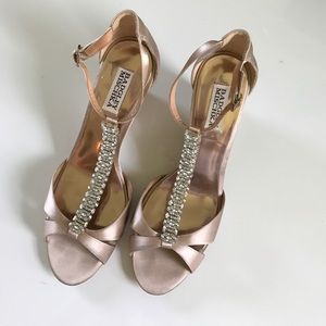 Badgley Mischka "Romance" Nude Satin Shoes