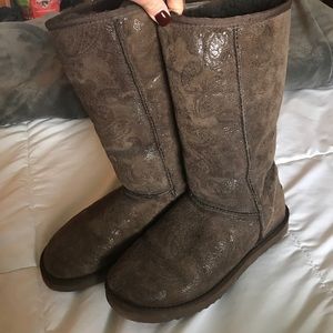 Tall dark brown paisley Uggs