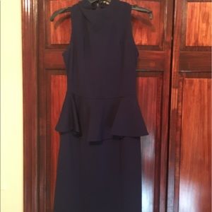 Cremieux Navy Knit Peplum Dress Looks New