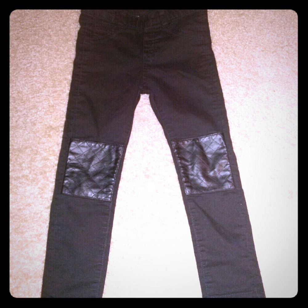 Girls leather patch pants