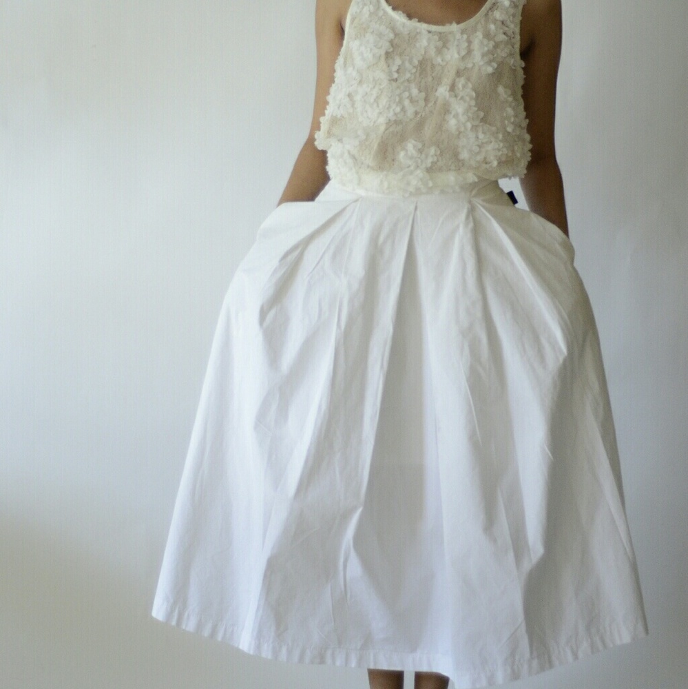 full length pleated white skirt - style nanda