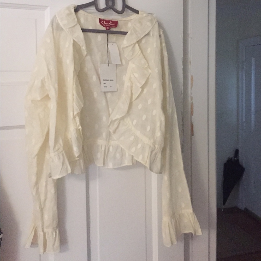 Calypso cream polka fit cotton flirty bolero