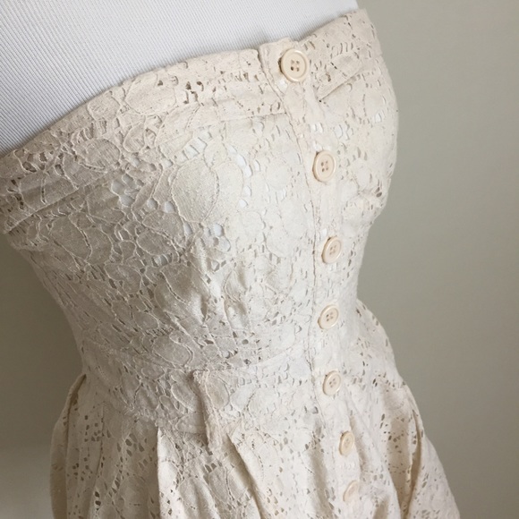 Mustard Seed Cream Strapless Lace Dress - Picture 4 of 5