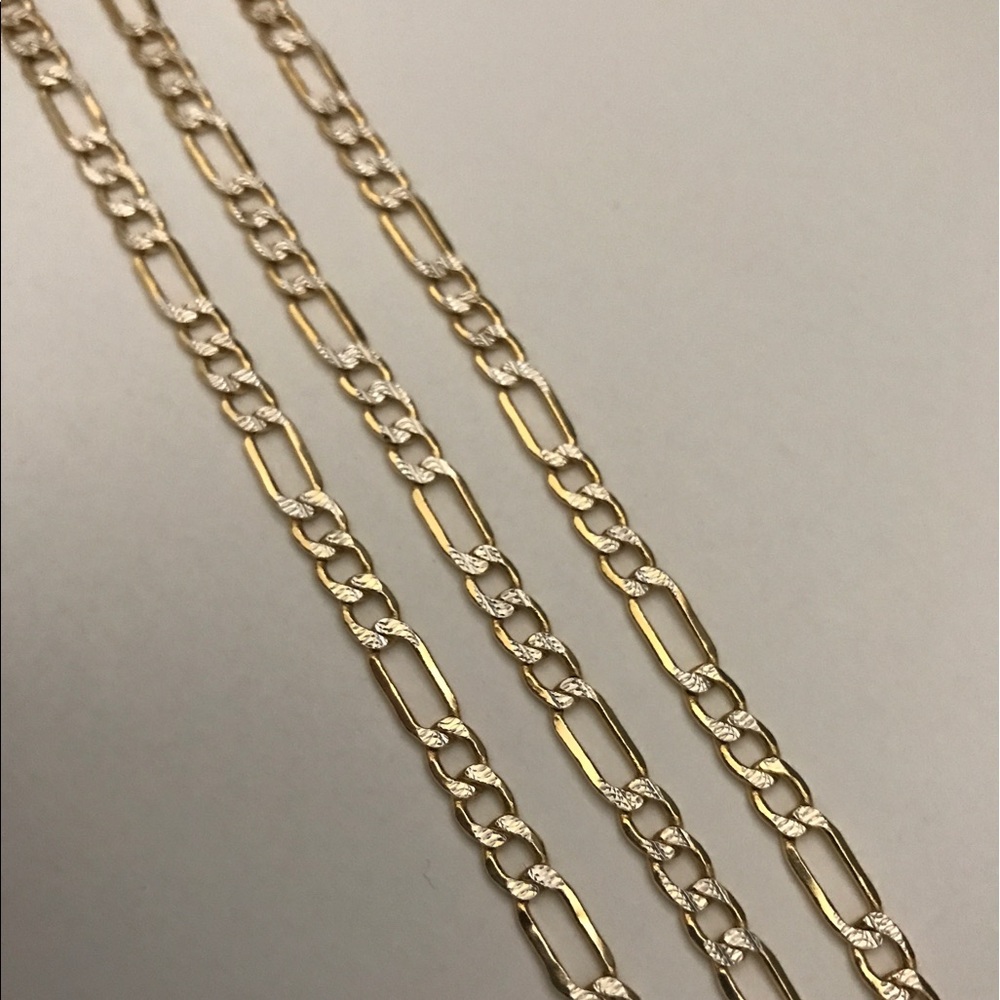 14k REAL GOLD!! Figaro Link Diamond Cut